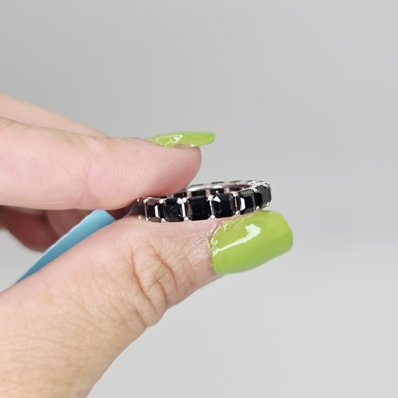 10.20cttw Black Onyx Silver Ring - Picture 2 of 5